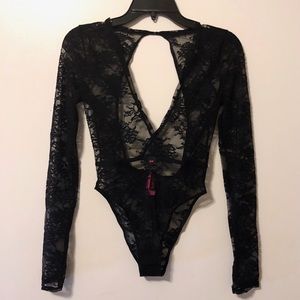 La SENZA Lace Bodysuit Faux Wrap Open Back